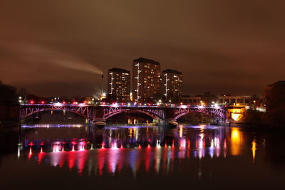 Illuminated city lit up at night