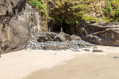 Scenic view of rocky beach