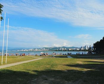 Scenic view of beach against sky