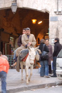 People on street in city