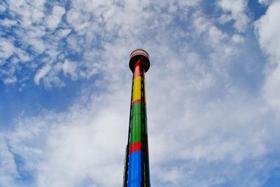 Low angle view of tower against cloudy sky