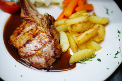 Close-up of meal served in plate