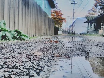 Close-up of water against buildings