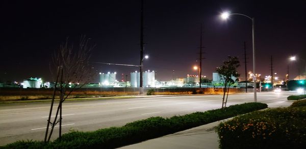 Light trails on city street at night