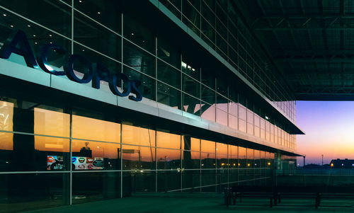 Airport against sky during sunset