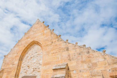 Low angle view of temple building against sky