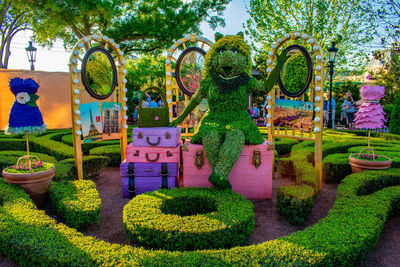 View of statue in garden