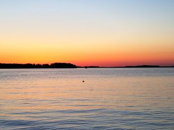 Scenic view of sea against orange sky