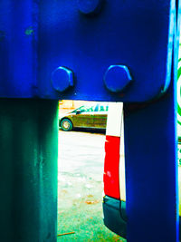 Close-up of blue red wall