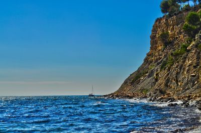 Scenic view of sea against clear sky