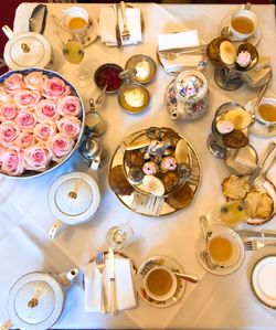 High angle view of food on table