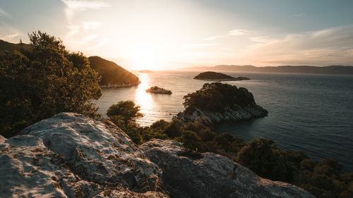 Scenic view of sea against sky during sunset
