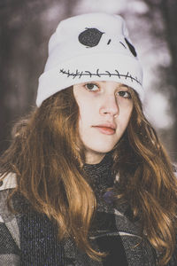 Portrait of a girl in snow