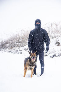 View of a dog on snow