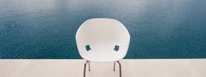 High angle view of swimming pool against sea