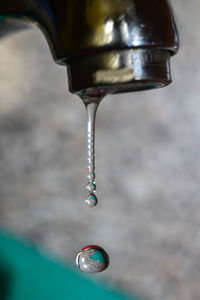 Close-up of water falling from faucet