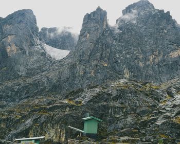 Low angle view of rocky mountains