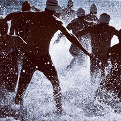 Reflection of woman in water
