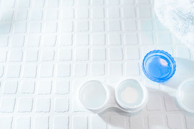 Close-up high angle view of glass on table