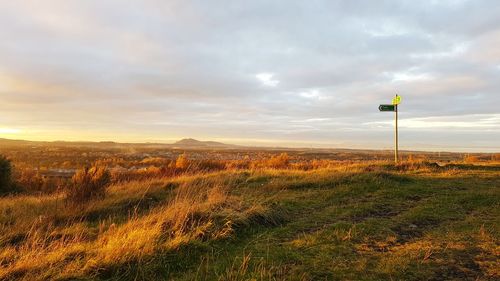 Scenic view of field against sky during sunset