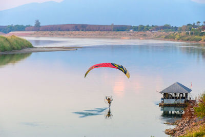 Scenic view of lake against sky