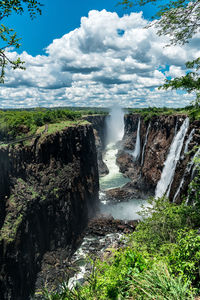 Scenic view of waterfall