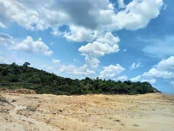 Scenic view of land against sky