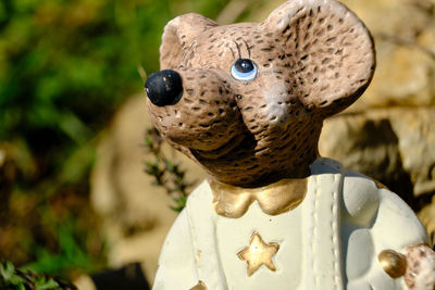 Close-up of toy sculpture bear