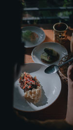 Close-up of breakfast served in plate