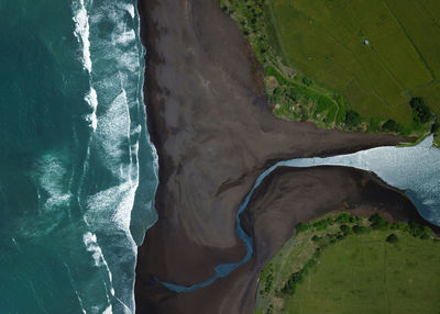 High angle view of sea against clear sky
