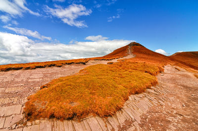 Scenic view of land against sky