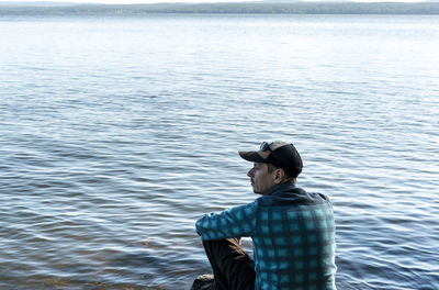Rear view of woman looking at sea