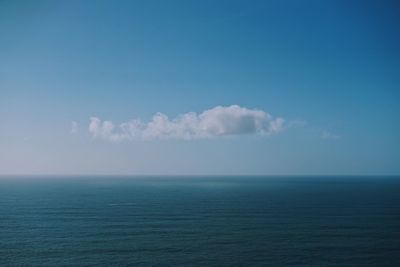 Scenic view of sea against blue sky