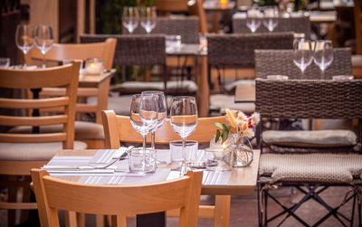 Chairs and table at restaurant