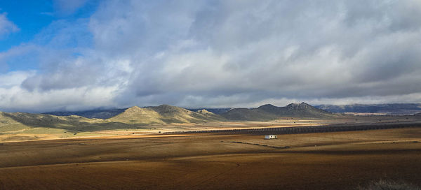 View of landscape against cloudy sky