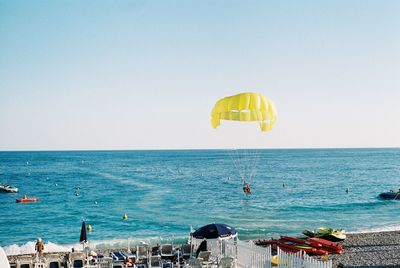 Scenic view of sea against clear sky