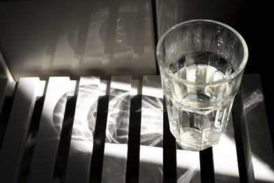 Close-up of water in glass on table