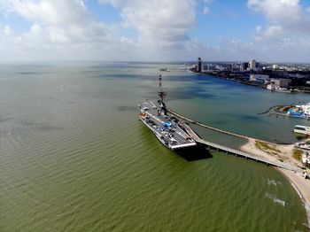 High angle view of sea against sky