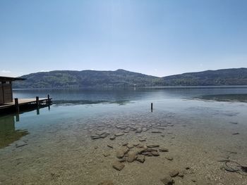 Scenic view of sea against clear sky