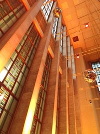 Low angle view of illuminated staircase in building