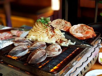 Close-up of food in plate on table