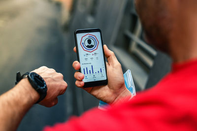 Close-up of man using mobile phone