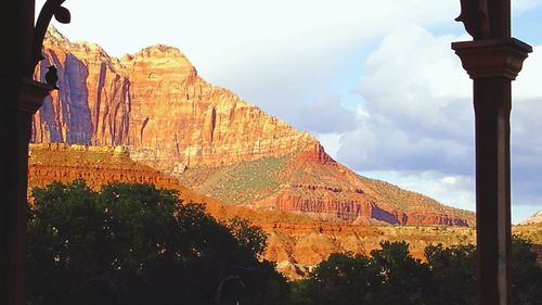 Scenic view of mountain range against sky