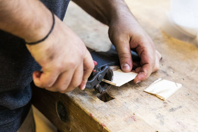 Close up on restoring an axe