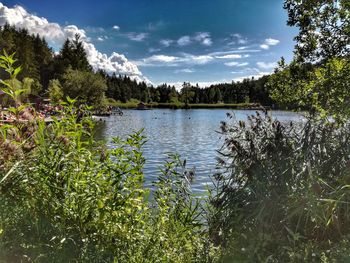 Scenic view of lake against sky