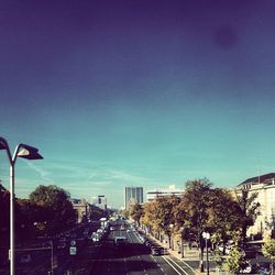 City street against blue sky