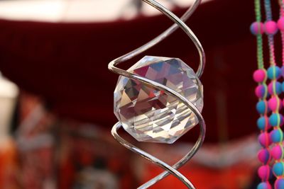 Close-up of crystal ball hanging 