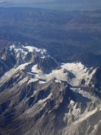 High angle view of snowcapped mountains