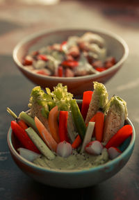 Close-up of food in plate on table