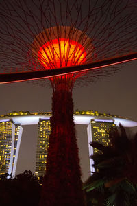 Low angle view of illuminated trees at night